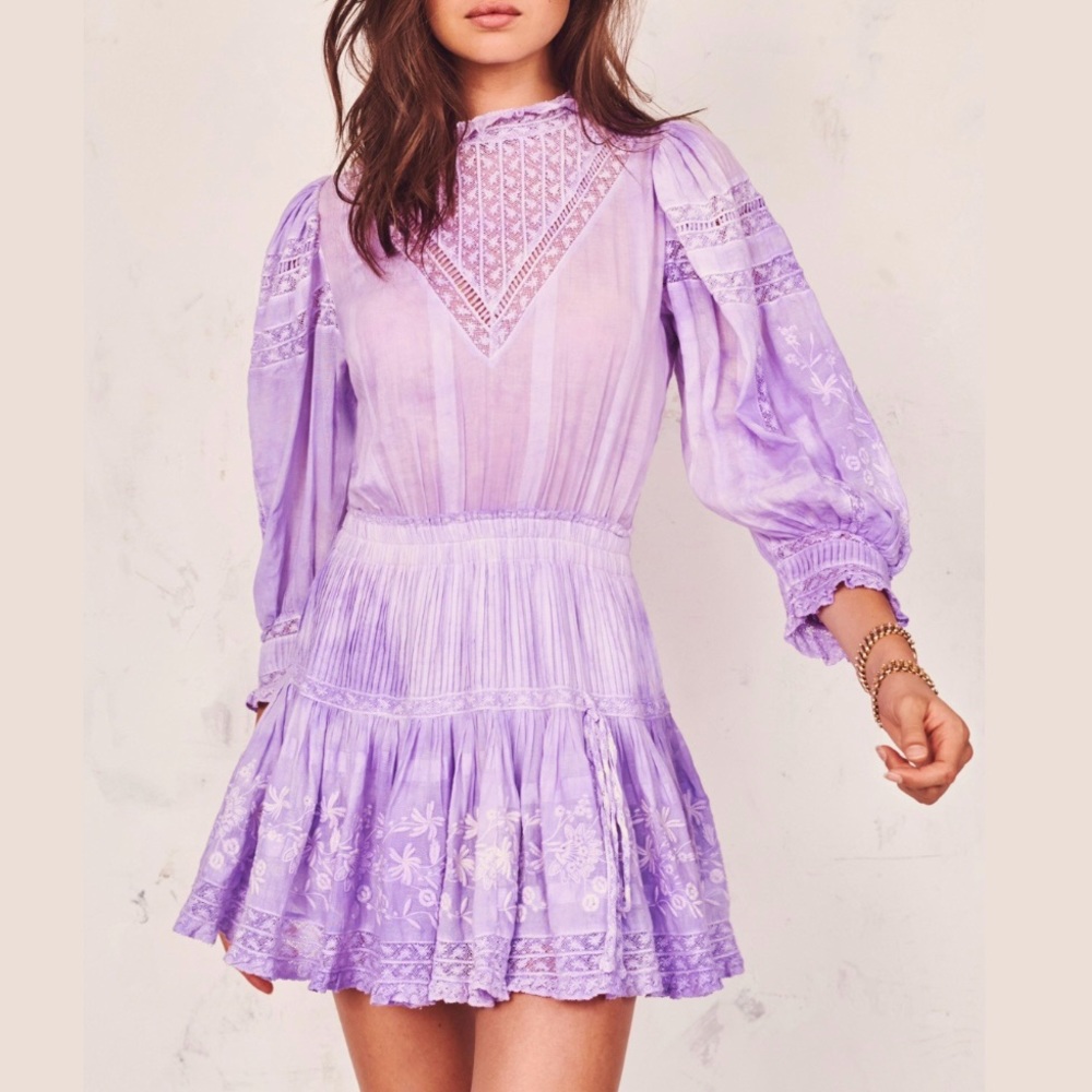 LoveShackFancy Viola Lavender Tie Dye Mini Dress